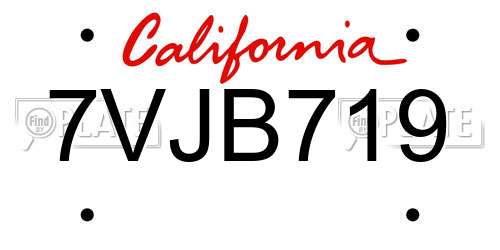 7VJB719 California License Plate