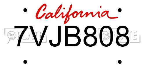 7VJB808 California License Plate