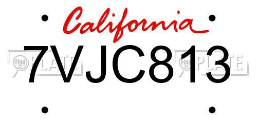 7VJC813 California License Plate