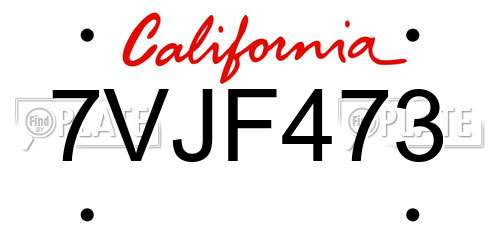 7VJF473 California License Plate