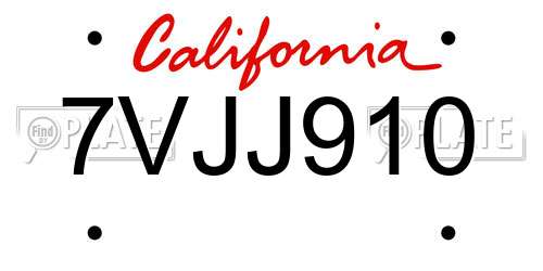 7VJJ910 California License Plate