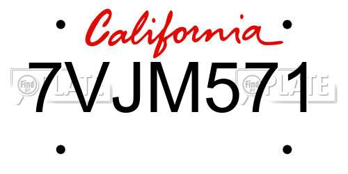 7VJM571 California License Plate