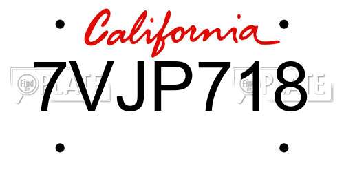 7VJP718 California License Plate