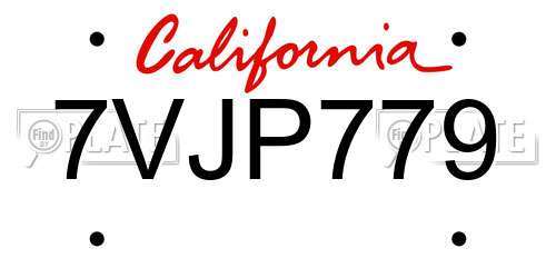 7VJP779 California License Plate