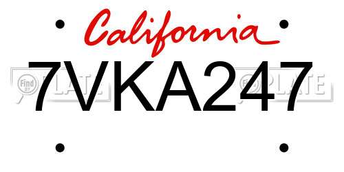 7VKA247 California License Plate