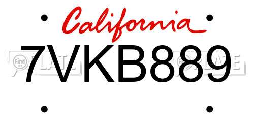 7VKB889 California License Plate
