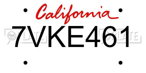 7VKE461 California License Plate