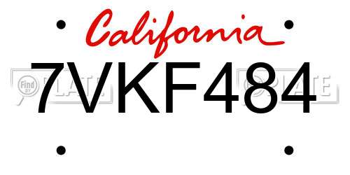 7VKF484 California License Plate