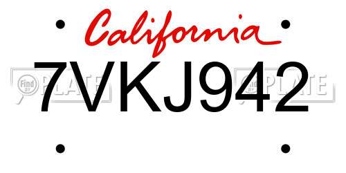 7VKJ942 California License Plate