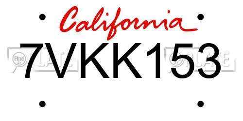 7VKK153 California License Plate