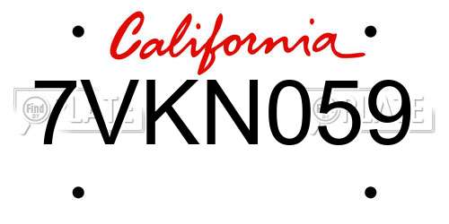 7VKN059 California License Plate