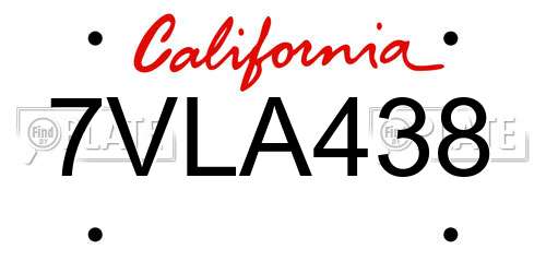 7VLA438 California License Plate