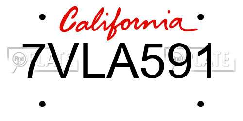 7VLA591 California License Plate