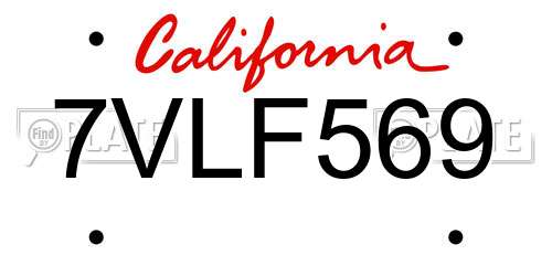 7VLF569 California License Plate