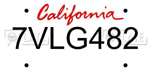 7VLG482 California License Plate