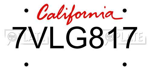 7VLG817 California License Plate