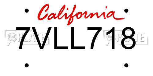 7VLL718 California License Plate