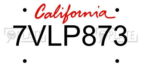 7VLP873 California License Plate