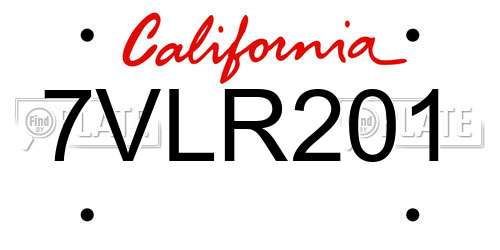 7VLR201 California License Plate