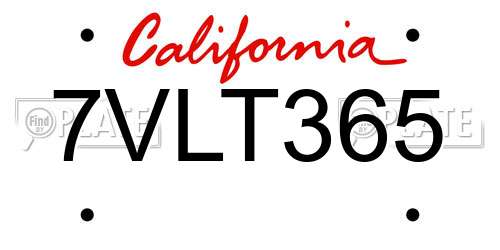7VLT365 California License Plate