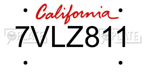 7VLZ811 California License Plate
