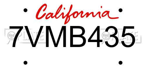 7VMB435 California License Plate