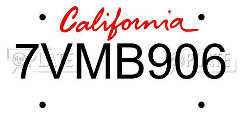 7VMB906 California License Plate