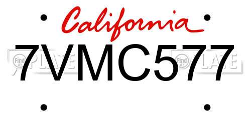 7VMC577 California License Plate