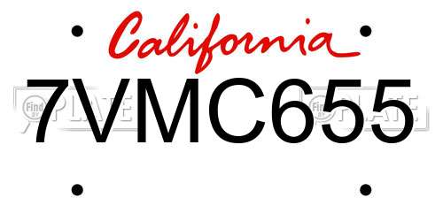 7VMC655 California License Plate