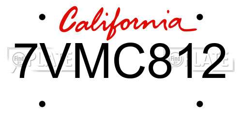 7VMC812 California License Plate