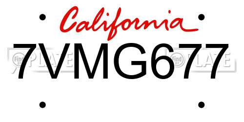 7VMG677 California License Plate