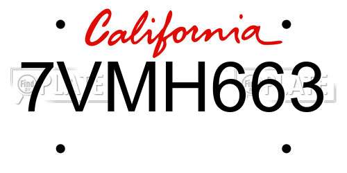 7VMH663 California License Plate