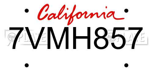 7VMH857 California License Plate