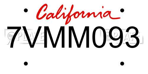 7VMM093 California License Plate