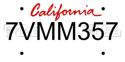 7VMM357 California License Plate