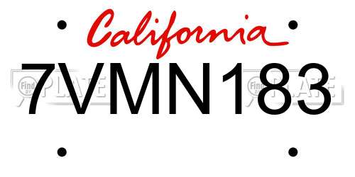 7VMN183 California License Plate