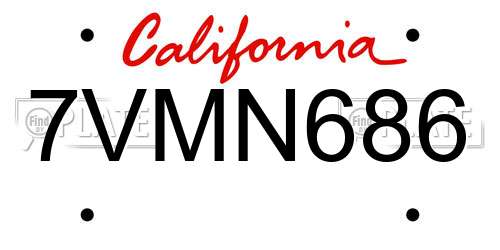 7VMN686 California License Plate
