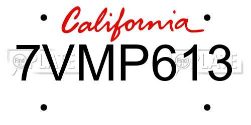 7VMP613 California License Plate