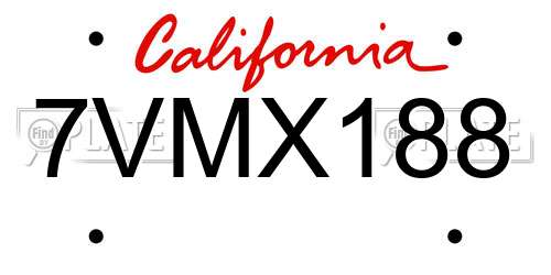 7VMX188 California License Plate
