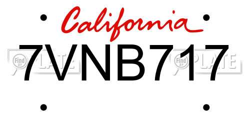 7VNB717 California License Plate