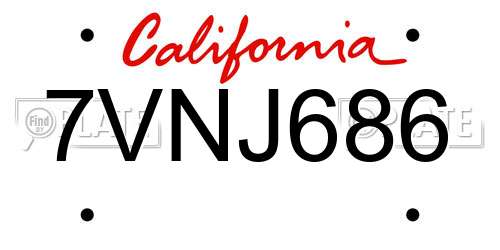 7VNJ686 California License Plate