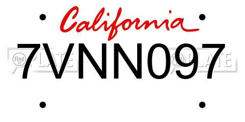 7VNN097 California License Plate