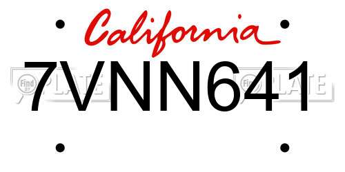 7VNN641 California License Plate