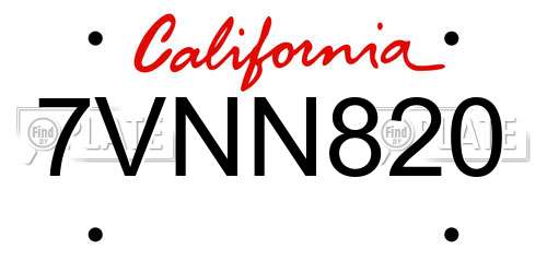 7VNN820 California License Plate