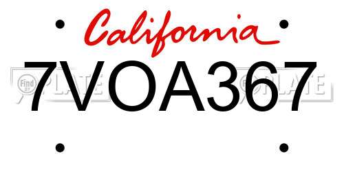 7VOA367 California License Plate