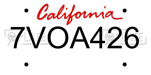 7VOA426 California License Plate
