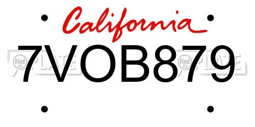 7VOB879 California License Plate