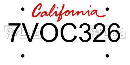 7VOC326 California License Plate