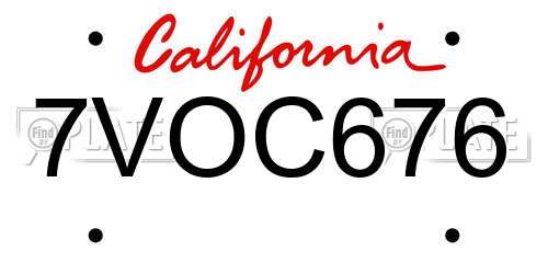 7VOC676 California License Plate