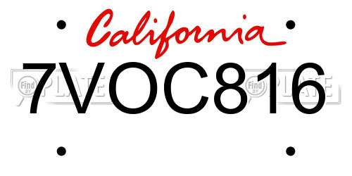 7VOC816 California License Plate